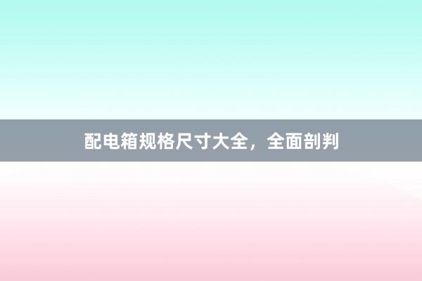 配电箱规格尺寸大全，全面剖判